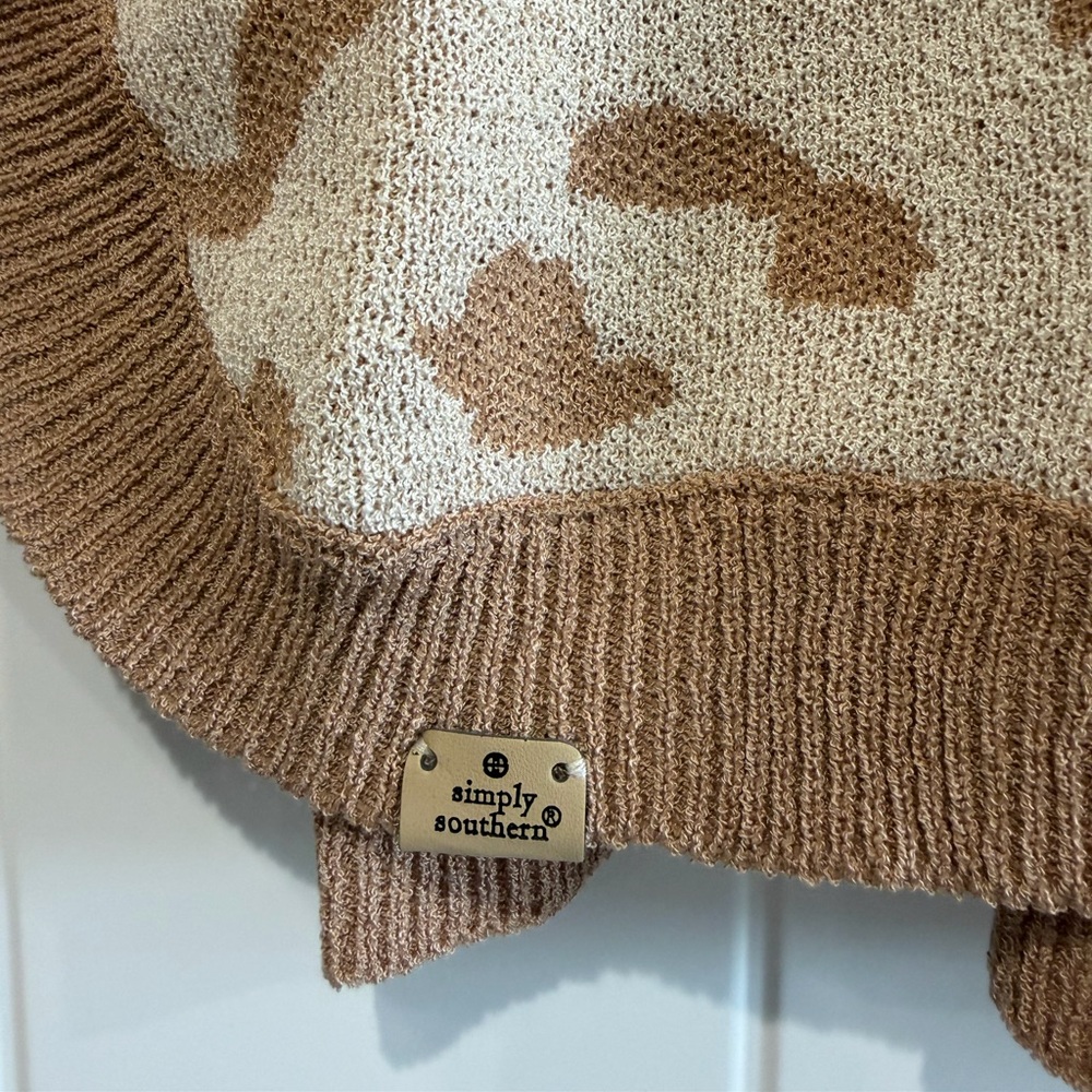 Simply Southern Leopard Print Sweater - Brown and Cream - Size Medium - Picture 3 of 4